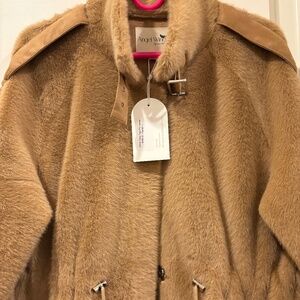 Faux Fur Coat in Camel